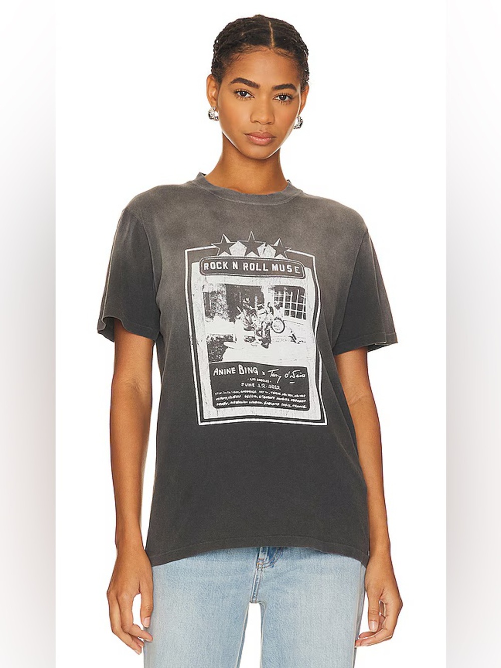 Anine Bing Rolling Stones Lili Tee | Washed Faded Black | XS